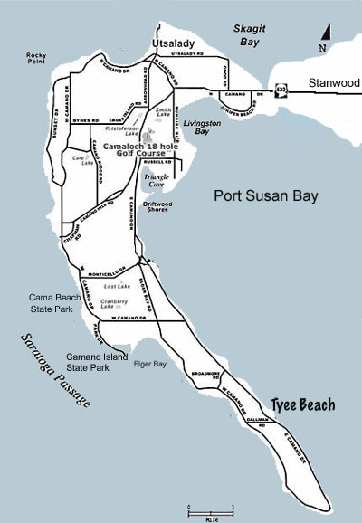  Map of Tyee Beach House Rental on Camino Island Wa